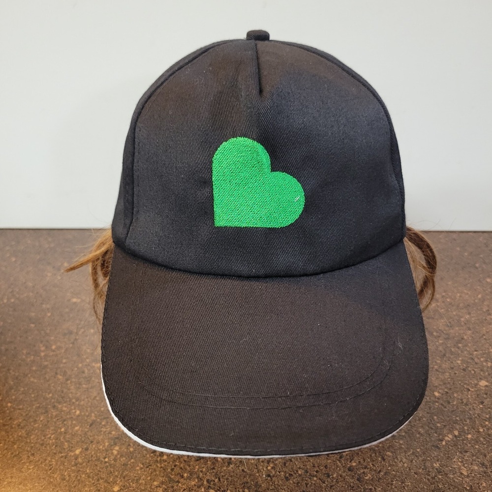 Cara Baseball Cap Unisex Black Embroidered Heart Logo Adjustable Strapback Hat